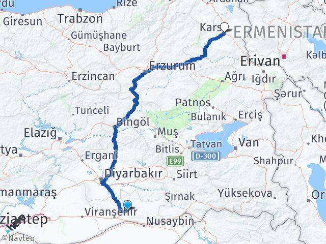 Mardin Yeşilli Kars Arası Kaç Km - Yol Haritası