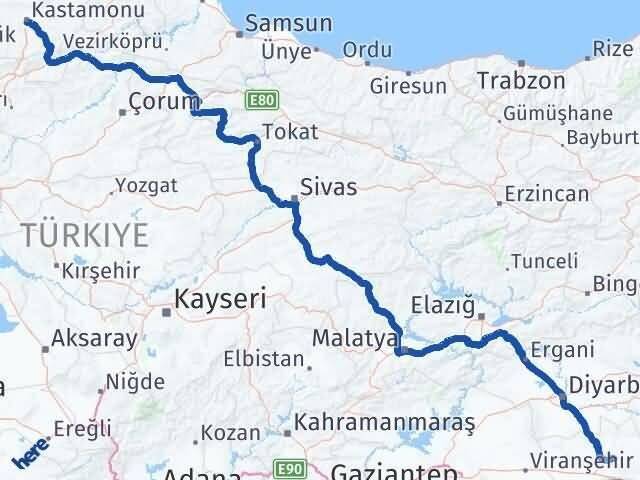 Mardin Yeşilli Kastamonu Arası Kaç Km - Yol Haritası