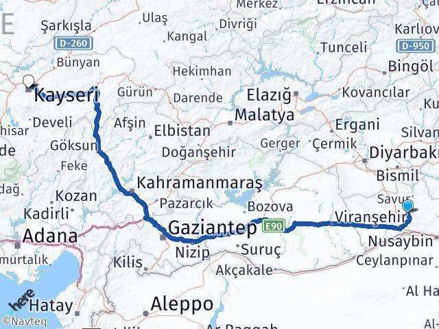 Yeşilli Kayseri Arası Kaç Km - Yol Tarifi