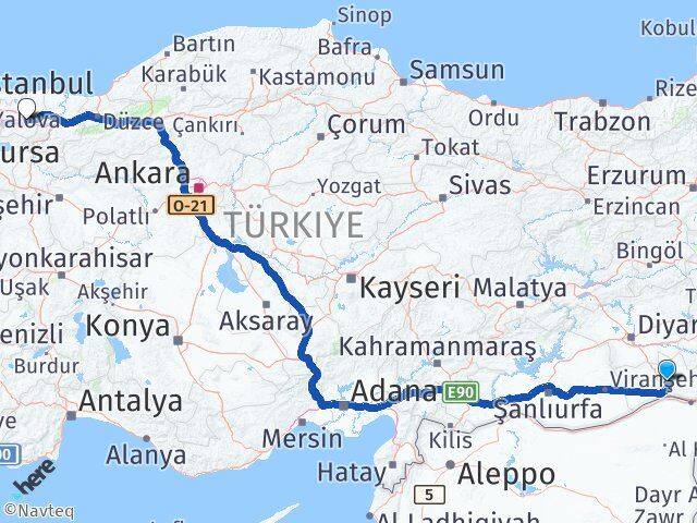 Mardin Yeşilli Kocaeli Arası Kaç Km - Yol Haritası