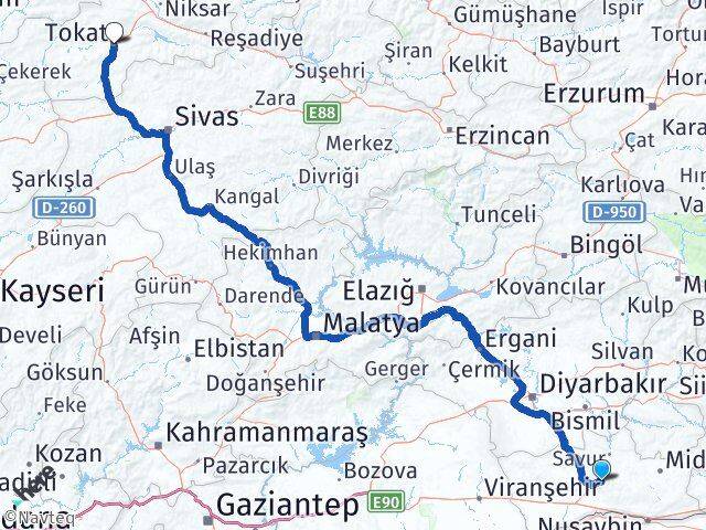Mardin Yeşilli Tokat Arası Kaç Km - Yol Haritası