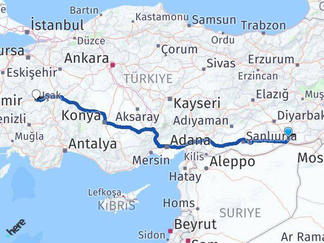 Mardin Yeşilli Uşak Arası Kaç Km - Yol Haritası