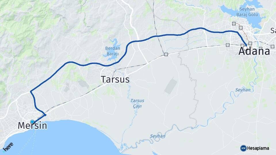 Mersin Adana Havalimanı Arası Kaç Km - Yol Haritası
