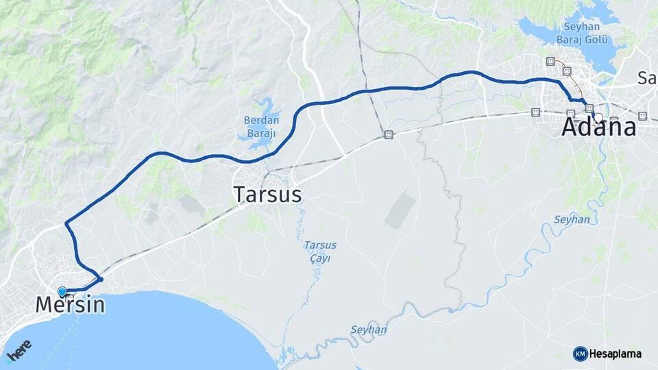 Mersin Akdeniz Adana Arası Kaç Km - Yol Haritası