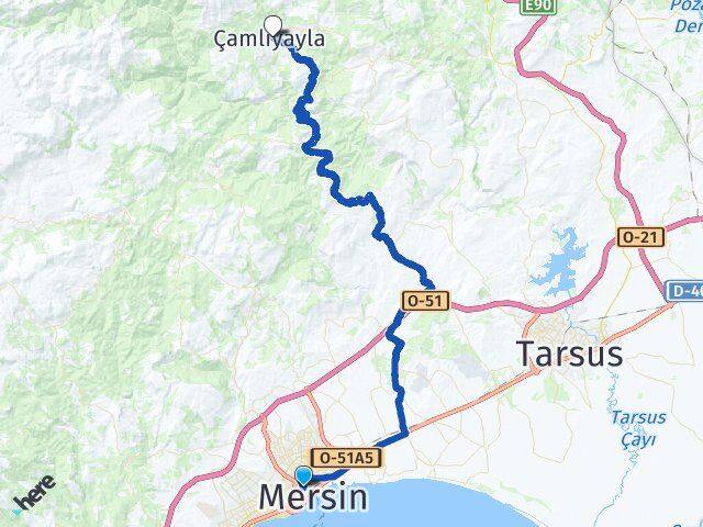 Mersin Akdeniz Çamlıyayla Arası Kaç Km - Yol Haritası