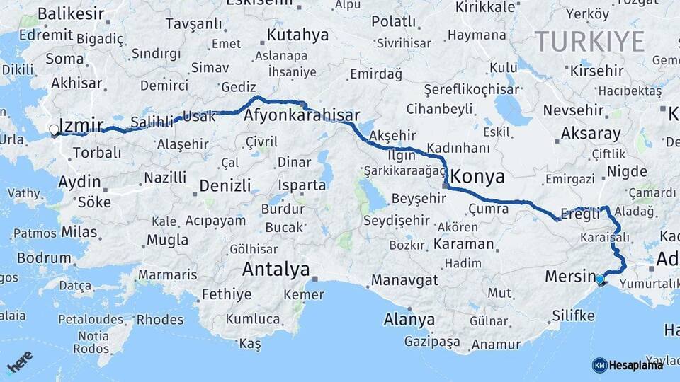 Akdeniz İzmir Arası Kaç Km - Yol Tarifi