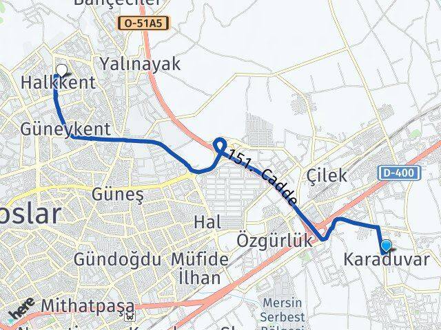 Karaduvar Halkkent Arası Kaç Km - Yol Tarifi