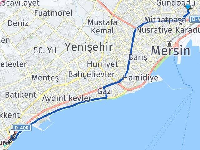 Siteler Mersin Üniversitesi Arası Kaç Km - Yol Tarifi
