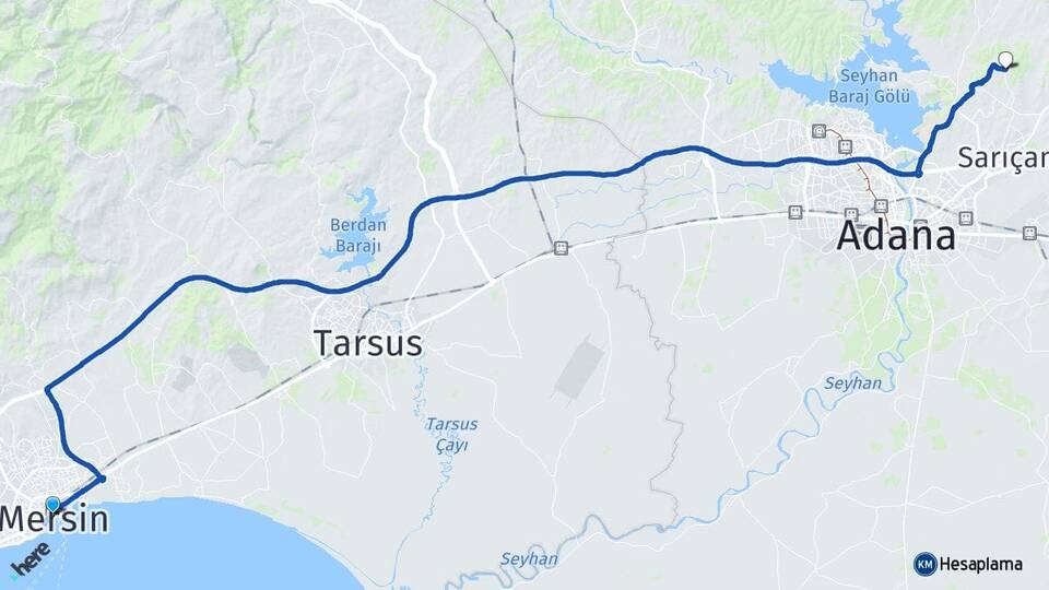 Mersin Akkuyu Sarıçam Adana Arası Kaç Km - Yol Haritası