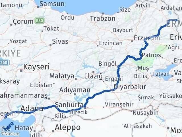 Mersin Akyaka Kars Arası Kaç Km - Yol Haritası