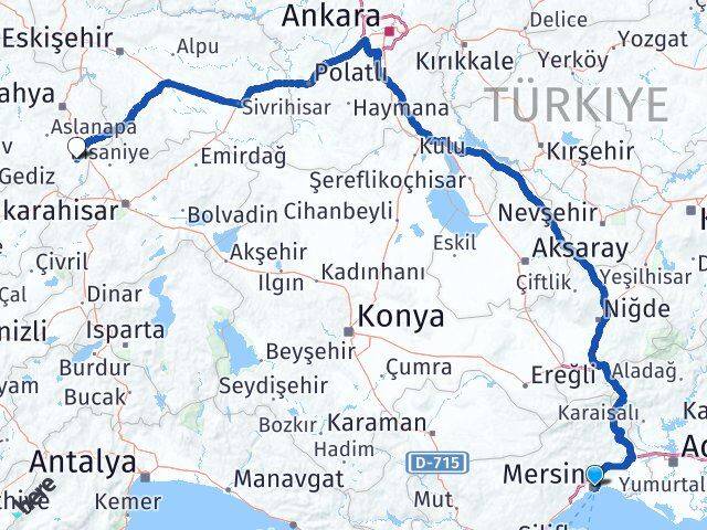 Mersin Altıntaş Kütahya Arası Kaç Km - Yol Haritası
