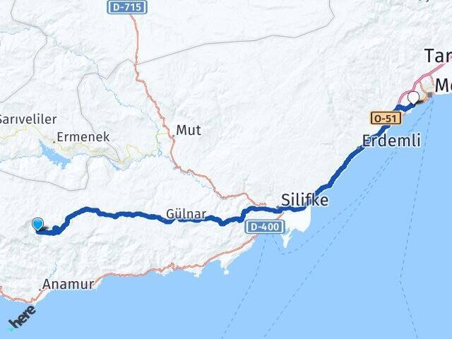 Boğuntu Mersin Üniversitesi Arası Kaç Km - Yol Tarifi