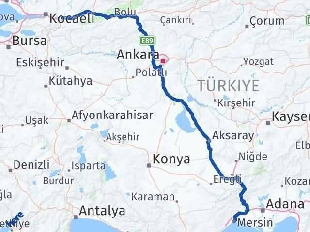 Mersin Arifiye Sakarya Arası Kaç Km - Yol Haritası