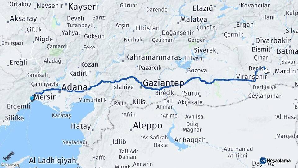 Mersin Artuklu Mardin Arası Kaç Km - Yol Haritası