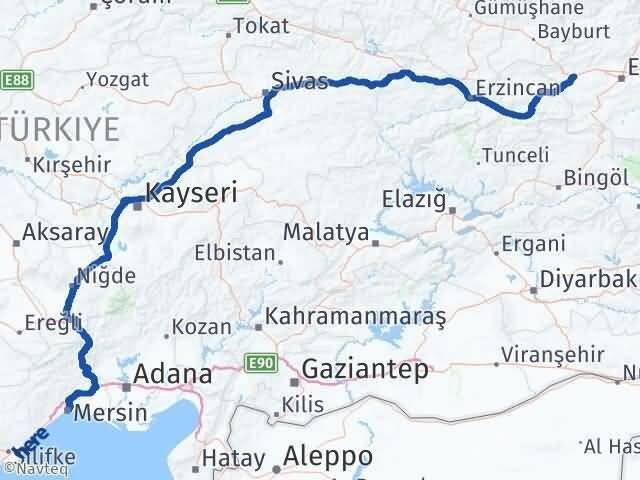 Mersin Aşkale Erzurum Arası Kaç Km - Yol Haritası