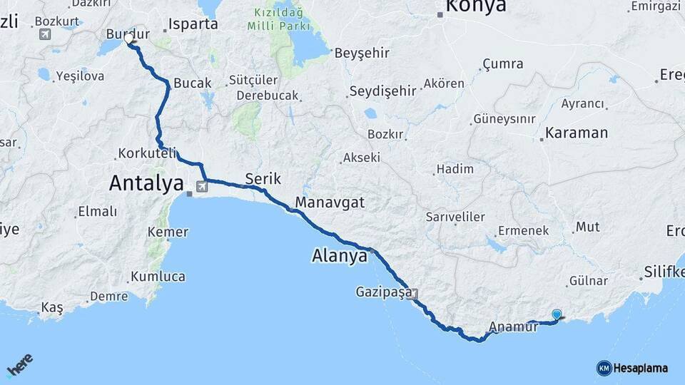 Aydıncık Burdur Arası Kaç Km - Yol Tarifi