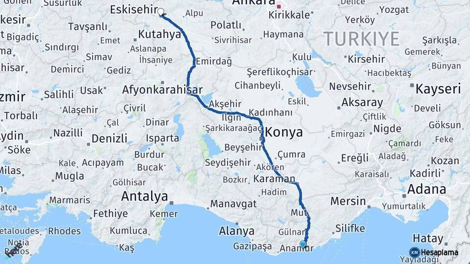 Aydıncık Eskişehir Arası Kaç Km - Yol Tarifi