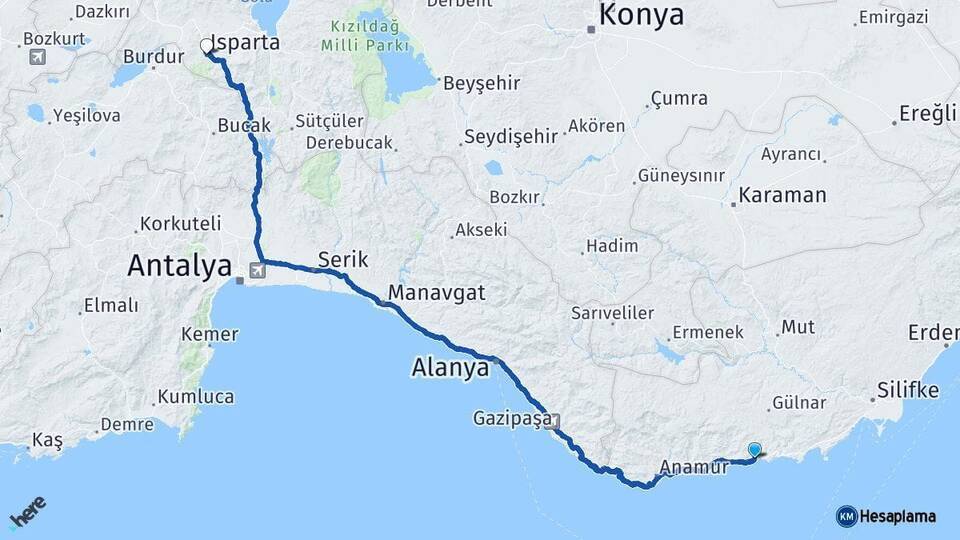 Aydıncık Isparta Arası Kaç Km - Yol Tarifi