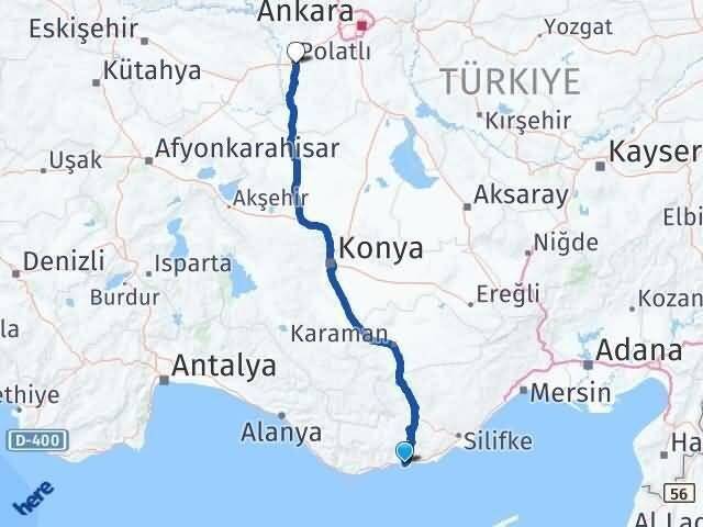 Mersin Aydıncık Polatlı Ankara Arası Kaç Km - Yol Haritası