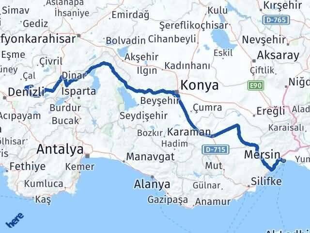 Mersin Baklan Denizli Arası Kaç Km - Yol Haritası