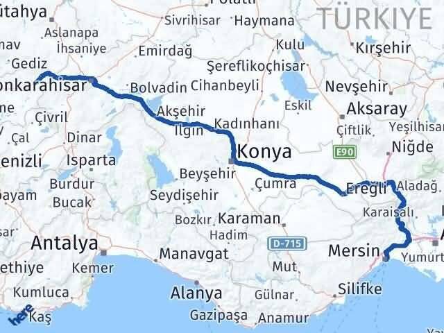 Mersin Banaz Uşak Arası Kaç Km - Yol Haritası
