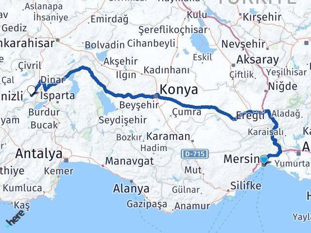 Mersin Başmakçı Afyonkarahisar Arası Kaç Km - Yol Haritası