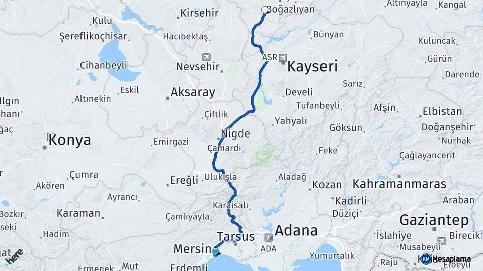 Mersin Boğazlıyan Arası Kaç Km - Yol Tarifi