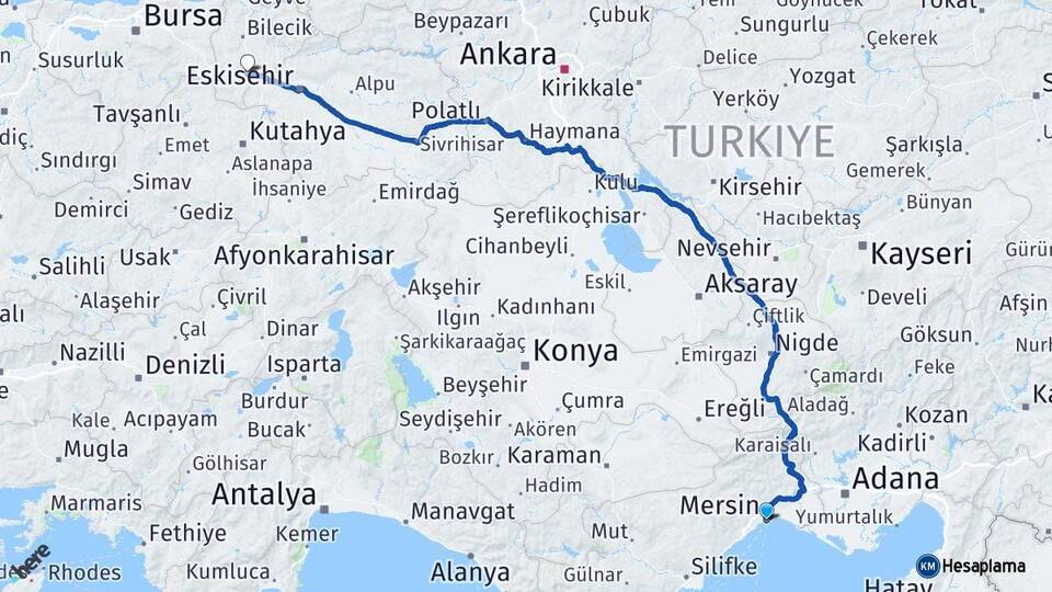Mersin Bozüyük Bilecik Arası Kaç Km - Yol Haritası