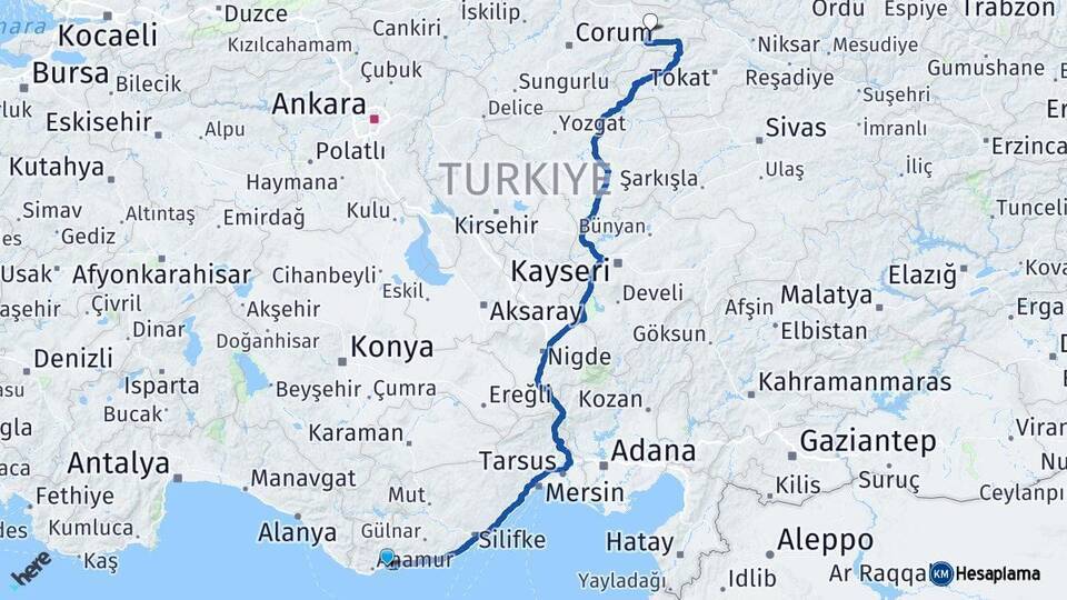 Bozyazı Amasya Arası Kaç Km - Yol Tarifi