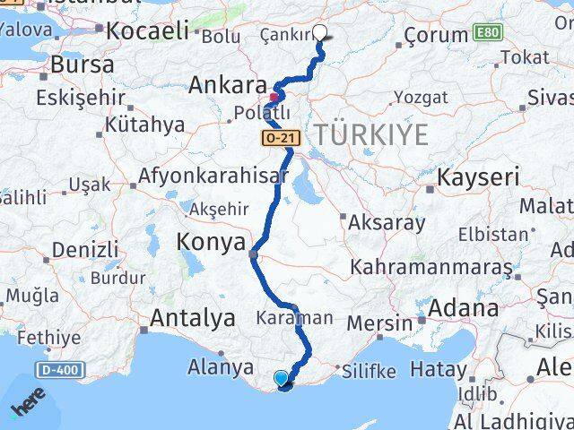 Mersin Bozyazı Çankırı Arası Kaç Km - Yol Haritası