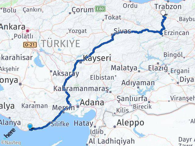 Mersin Bozyazı Gümüşhane Arası Kaç Km - Yol Haritası