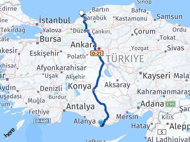 Mersin Bozyazı Zonguldak Arası Kaç Km - Yol Haritası