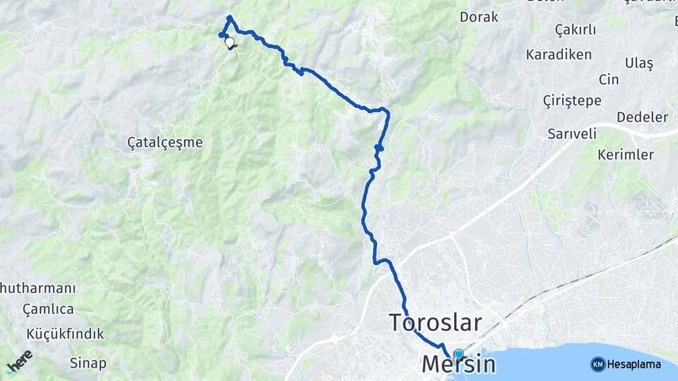 Mersin Çağlarca Toroslar Arası Kaç Km - Yol Haritası