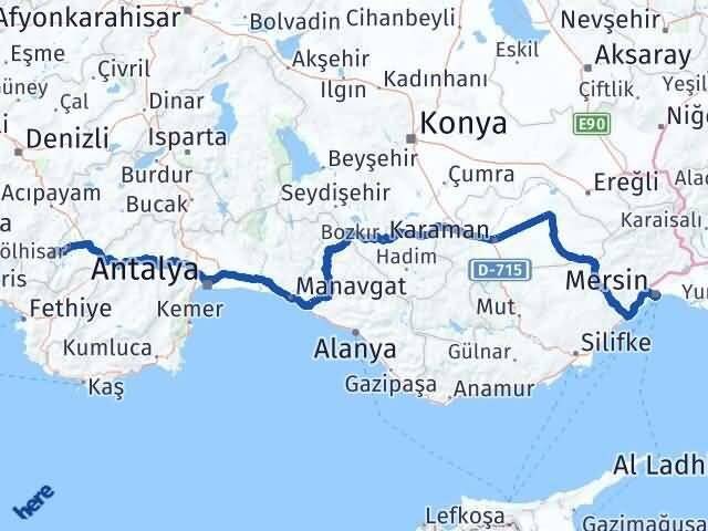 Mersin Çameli Denizli Arası Kaç Km - Yol Haritası