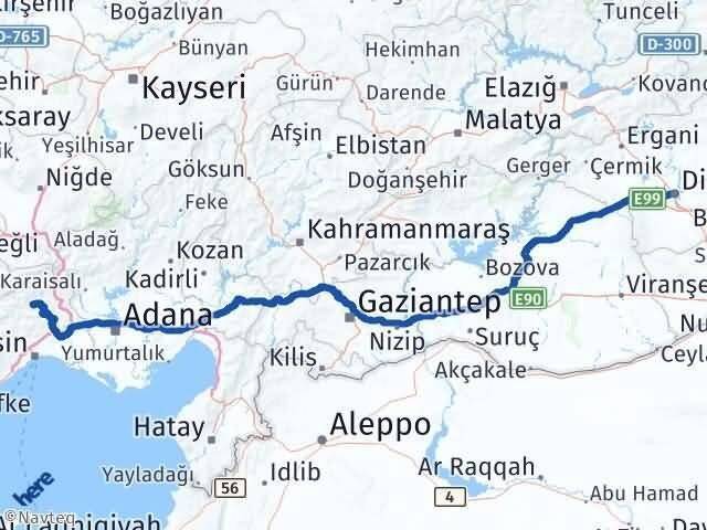Çamlıyayla Diyarbakır Arası Kaç Km - Yol Tarifi