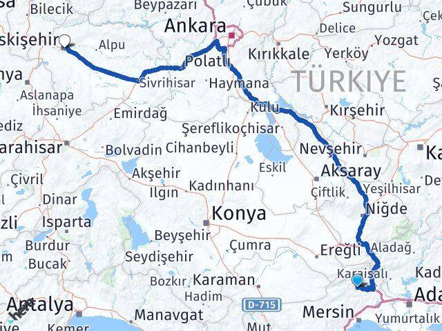 Çamlıyayla Eskişehir Arası Kaç Km - Yol Tarifi