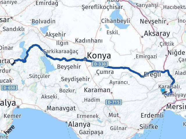 Çamlıyayla Isparta Arası Kaç Km - Yol Tarifi