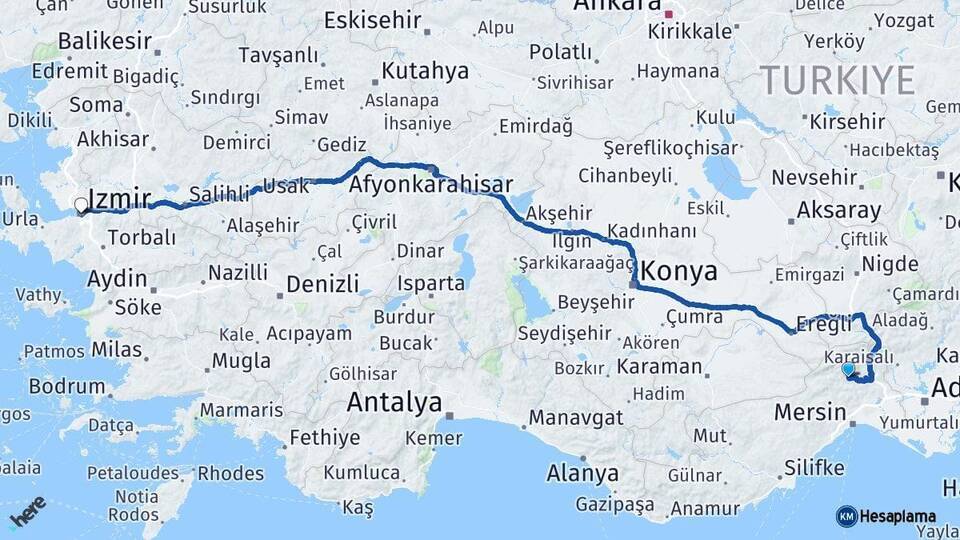 Çamlıyayla İzmir Arası Kaç Km - Yol Tarifi