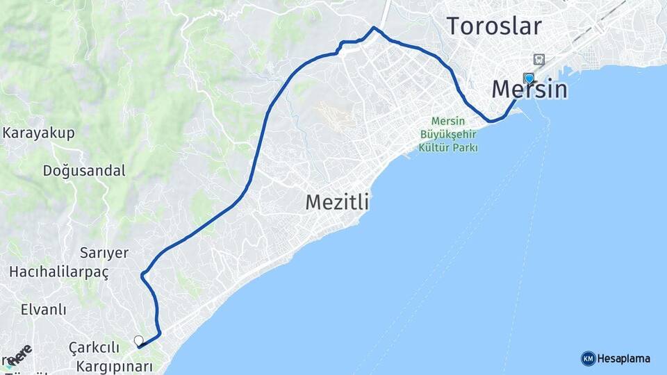 Mersin Çeşmeli Erdemli Arası Kaç Km - Yol Haritası