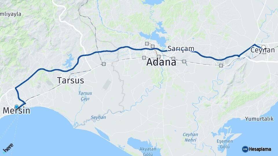 Mersin Ceyhan Adana Arası Kaç Km - Yol Haritası