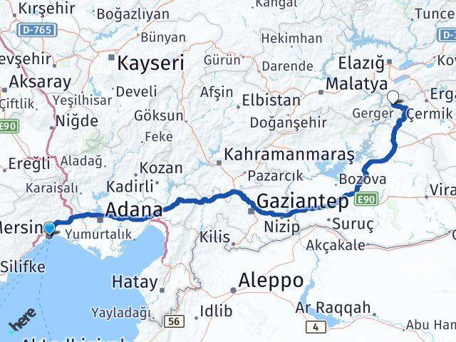 Mersin Çüngüş Diyarbakır Arası Kaç Km - Yol Haritası