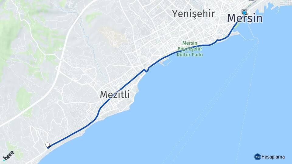 Mersin Davultepe Mezitli Arası Kaç Km - Yol Haritası