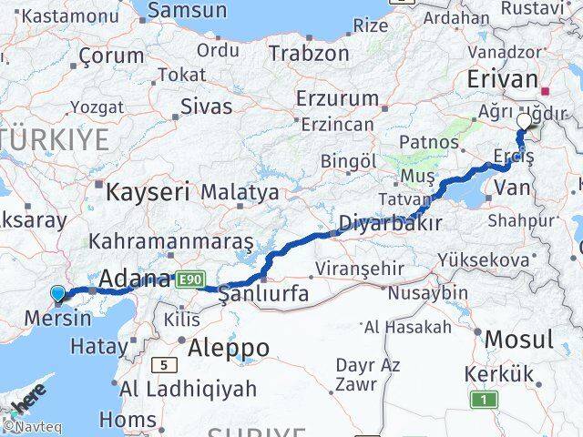 Mersin Doğubayazıt Ağrı Arası Kaç Km - Yol Haritası