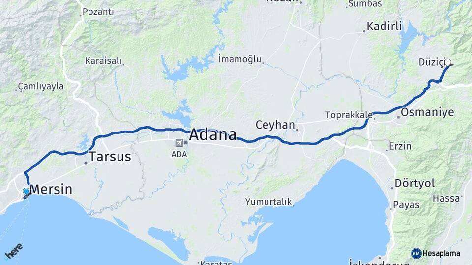 Mersin Düziçi Arası Kaç Km - Yol Tarifi