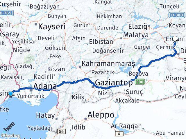 Mersin Eğil Diyarbakır Arası Kaç Km - Yol Haritası