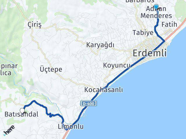 Adnan Menderes Batısandal Arası Kaç Km - Yol Tarifi