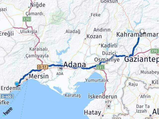 Çeşmeli Kahramanmaraş Havalimanı Arası Kaç Km - Yol Tarifi