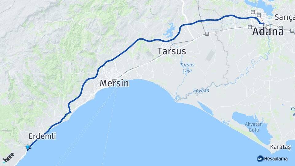 Mersin Erdemli Limonlu Adana Arası Kaç Km - Yol Haritası