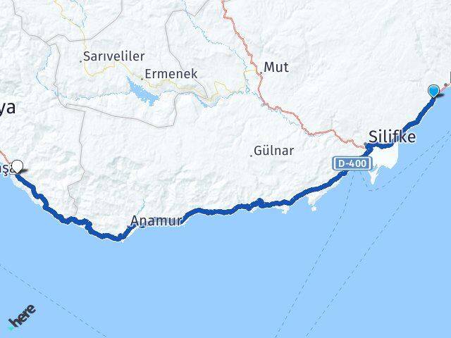 Mersin Erdemli Limonlu Gazipaşa Antalya Arası Kaç Km - Yol Haritası