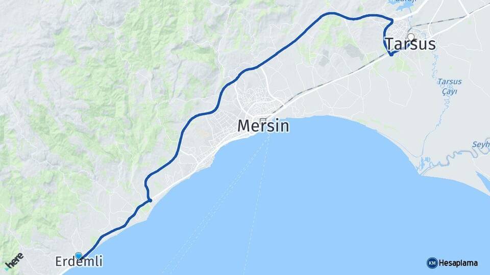 Mersin Erdemli Tarsus Arası Kaç Km - Yol Haritası